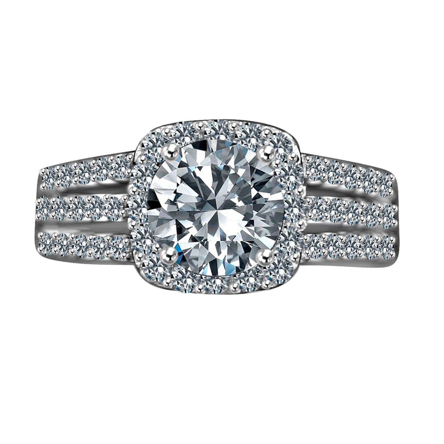 2CT Round Diamond Veneer Cubic Zirconia Ring. 635R4009