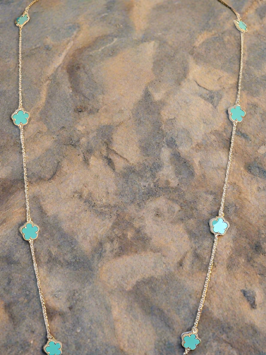Necklace Clover stations long Zirconite 610N1455