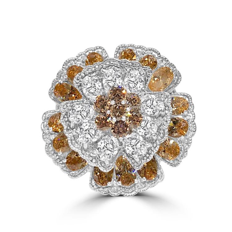 Cubic Zirconia Flower Cocktail Ring 501R34433