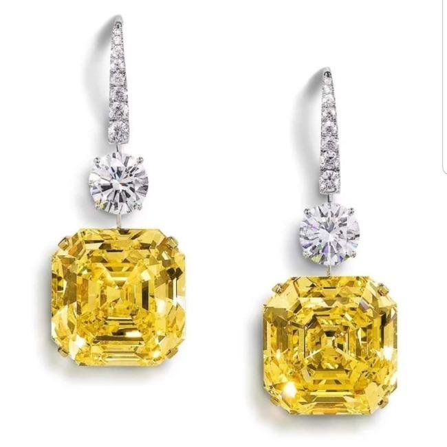 10CT TW Asscher Diamond Veneer Cubic Zirconia Drop Earrings. 800E201