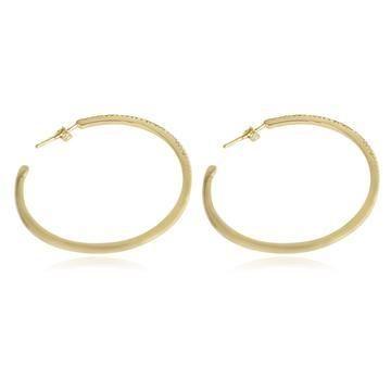 Double View Hoop Zirconite Cubic Zirconia Earrings Sterling Silver . STE-457