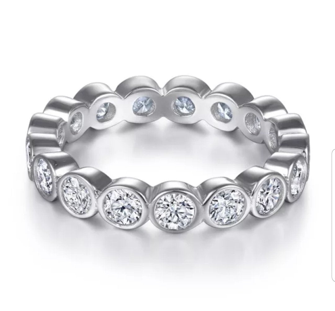 Diamond Veneer Bezel Cubic Zirconia Eternity Band Ring. 635RBEZEL