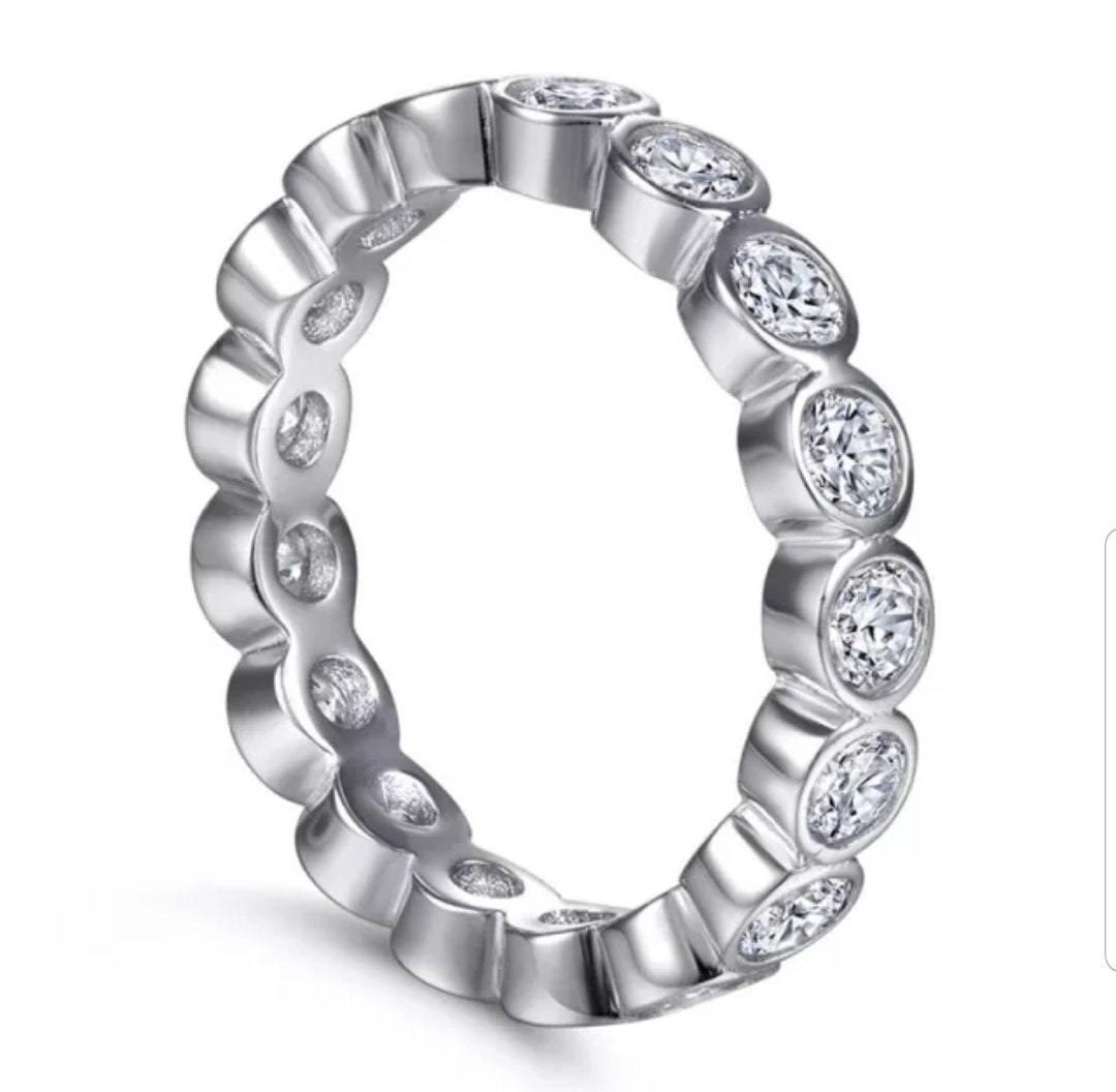 Diamond Veneer Bezel Cubic Zirconia Eternity Band Ring. 635RBEZEL