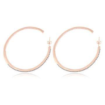 Double View Hoop Zirconite Cubic Zirconia Earrings Sterling Silver . STE-457