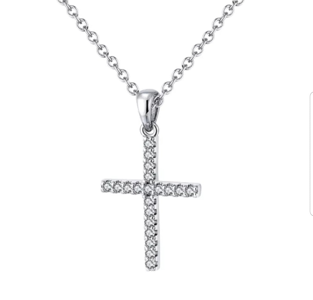 Zirconite Cubic Zirconia sterling Silver Cross Pendant.TP6375