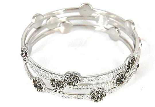 Zirconite Set of Three Fashion Bangle Bracelets. 657B3411