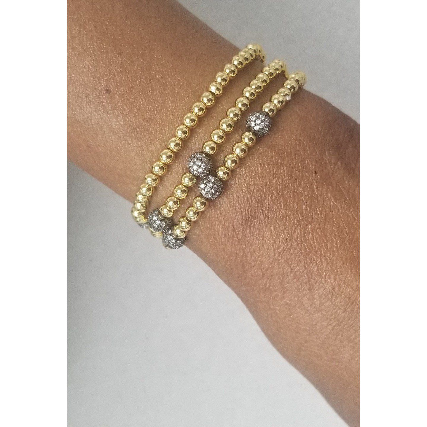Never tarnish Zirconite Gold Bead stretch Bracelet