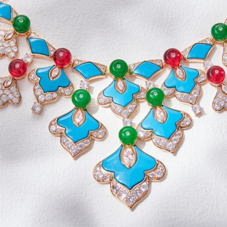 Luxury Turquoise Italian style Necklace Zirconite. 840N109