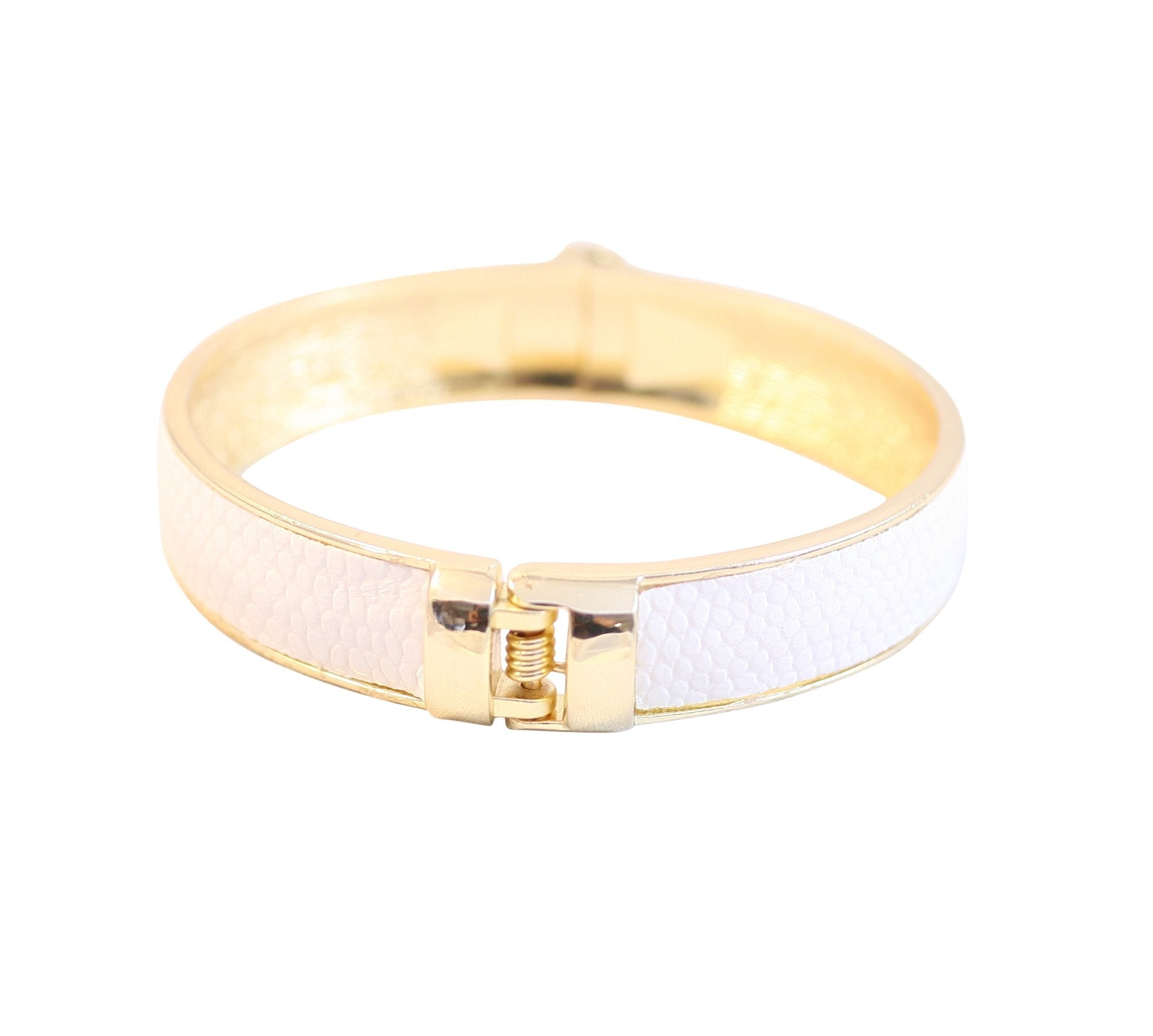 Zirconite Oval jeweled leather hinged Bracelet Bangle. 629B82033