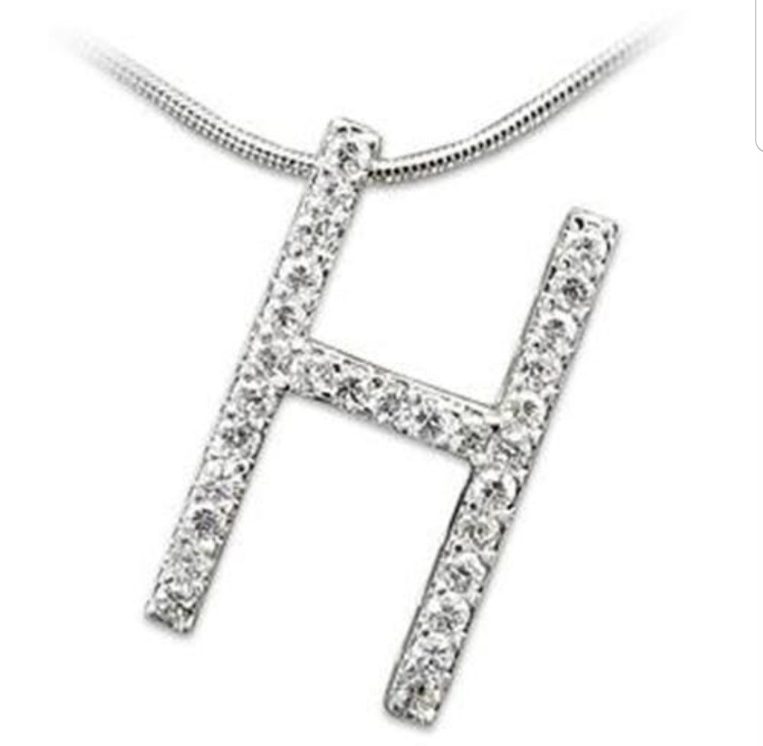 Large initials Pendant necklace Zirconite Cubic Zirconia . 501P