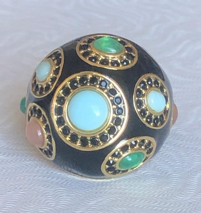 Enamel Cabochon Gems Dome Ring. 501R0W205