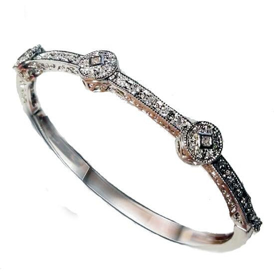 Zirconite Cubic Zirconia hinged Bangle Bracelet. 698B008