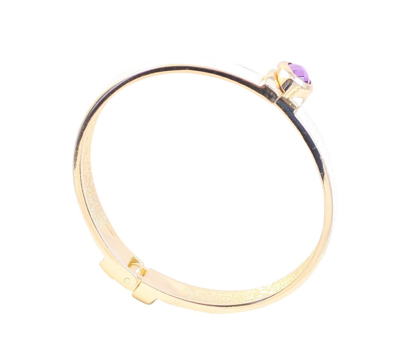 Zirconite Oval jeweled leather hinged Bracelet Bangle. 629B82033