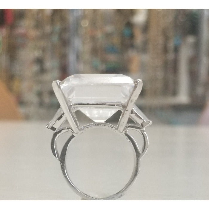 Three Stones Asscher Cut Cubic Zirconia Engagement Ring. 635R72192