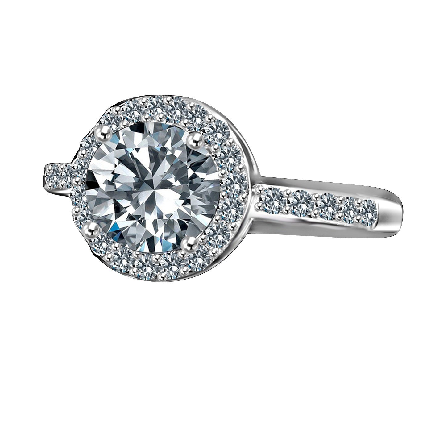3CT Round Diamond Veneer Cubic Zirconia Halo Ring for Sophistic