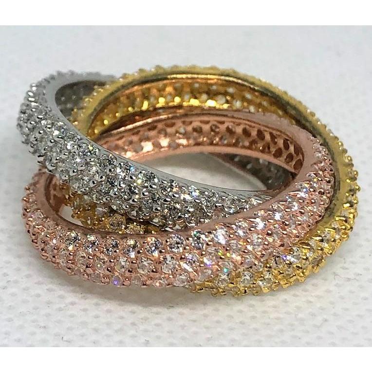 Cubic Zirconia Triple Rolling Eternity Band Ring. BTR233