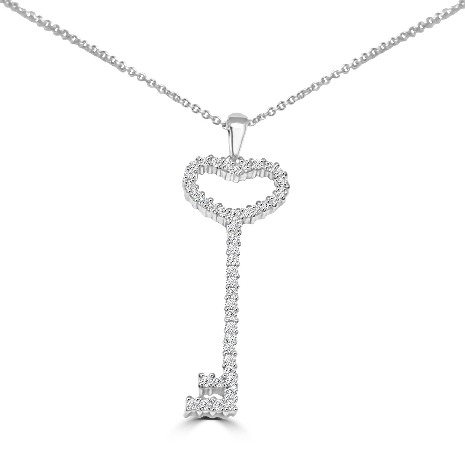 Heart Zirconite Cubic Zirconia Key Pendant. 602P20548