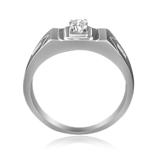 Round Diamond Veneer Cubic Zircon Men's Ring. 635R1012