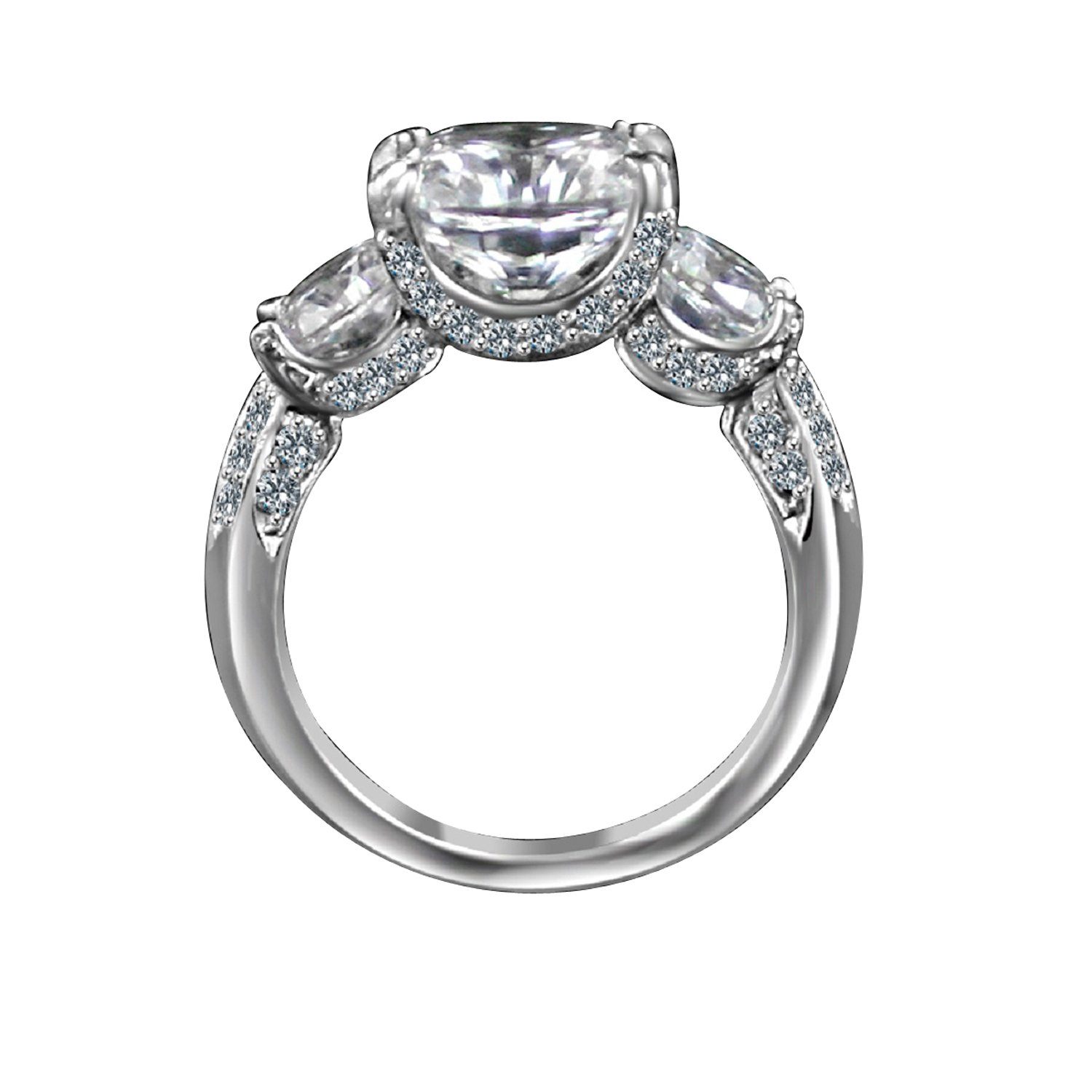 3CT TW Cushion Diamond Veneer Cubic Zirconia Ring. 635R71302