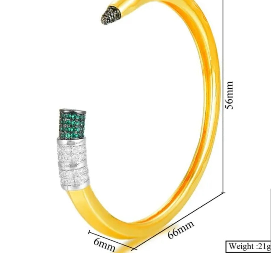 Pencil Bangle Bracelet Cuff Zirconite Cubic Zirconia. 843B100