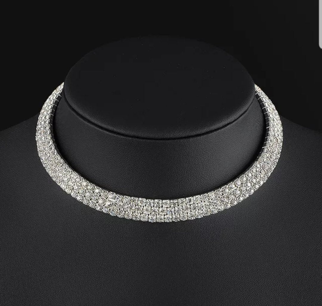 Fine Zirconite Crystals Set Choker Necklace 637N0014