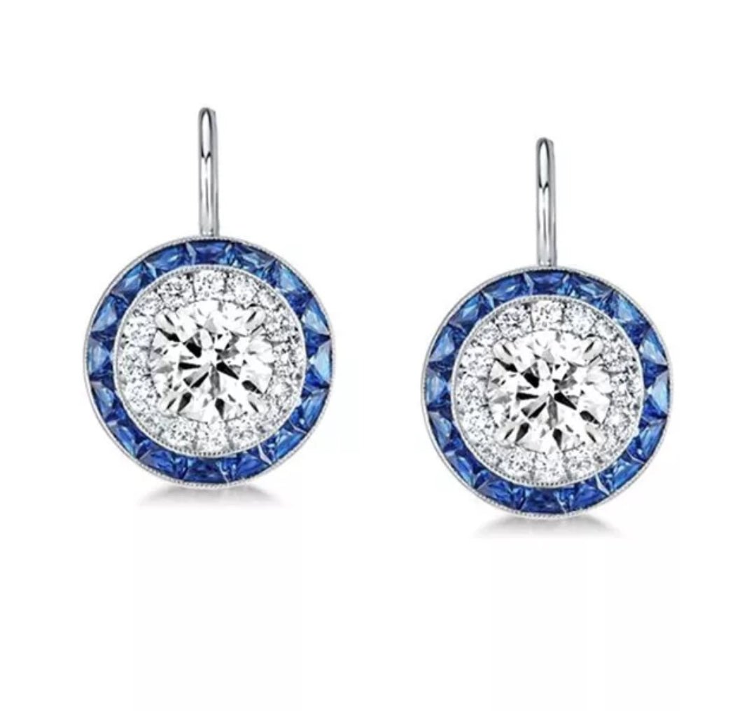 4CT TW Diamond Veneer vintage Round Earrings. 830E1045