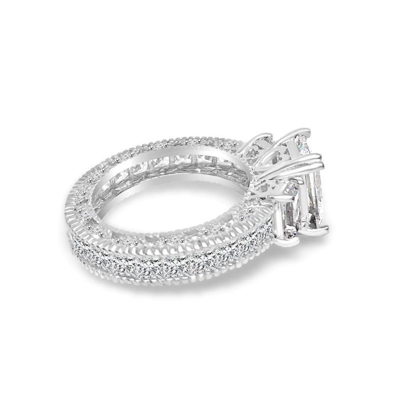 1.5CT Emerald cut Cubic Zirconia Engagement Ring Set. 635R12997