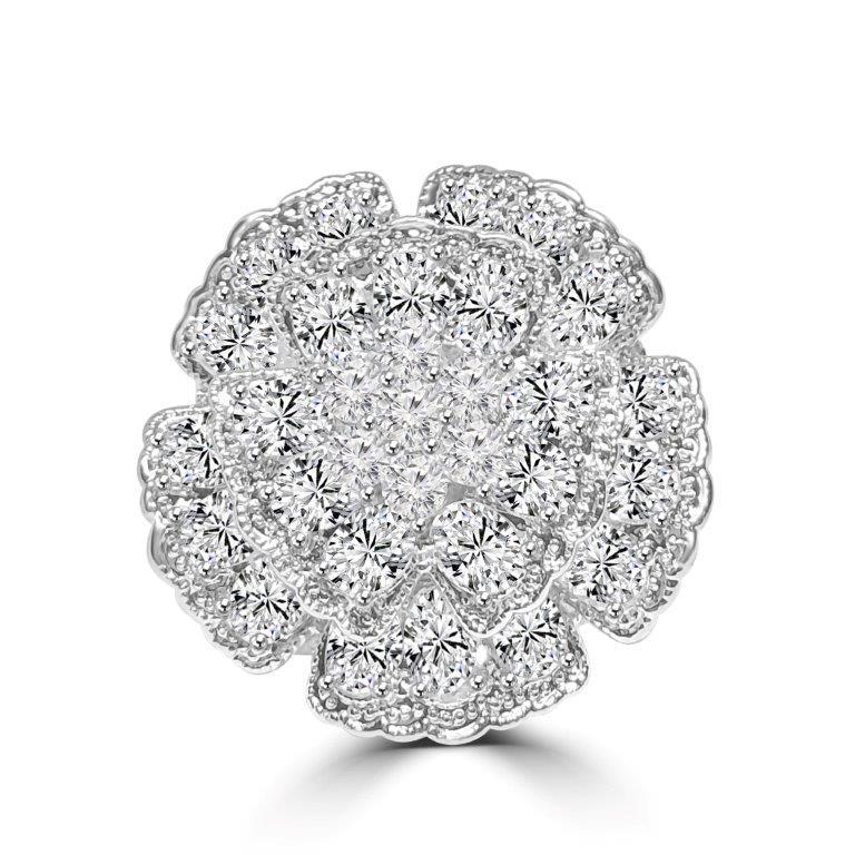 Cubic Zirconia Flower Cocktail Ring 501R34433