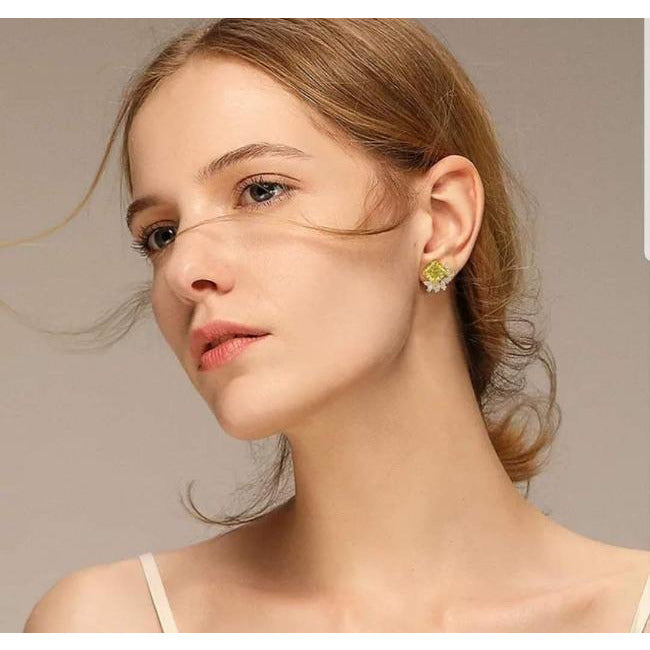 6CTW Square Diamond Veneer Sterling Silver Earrings. 800E204