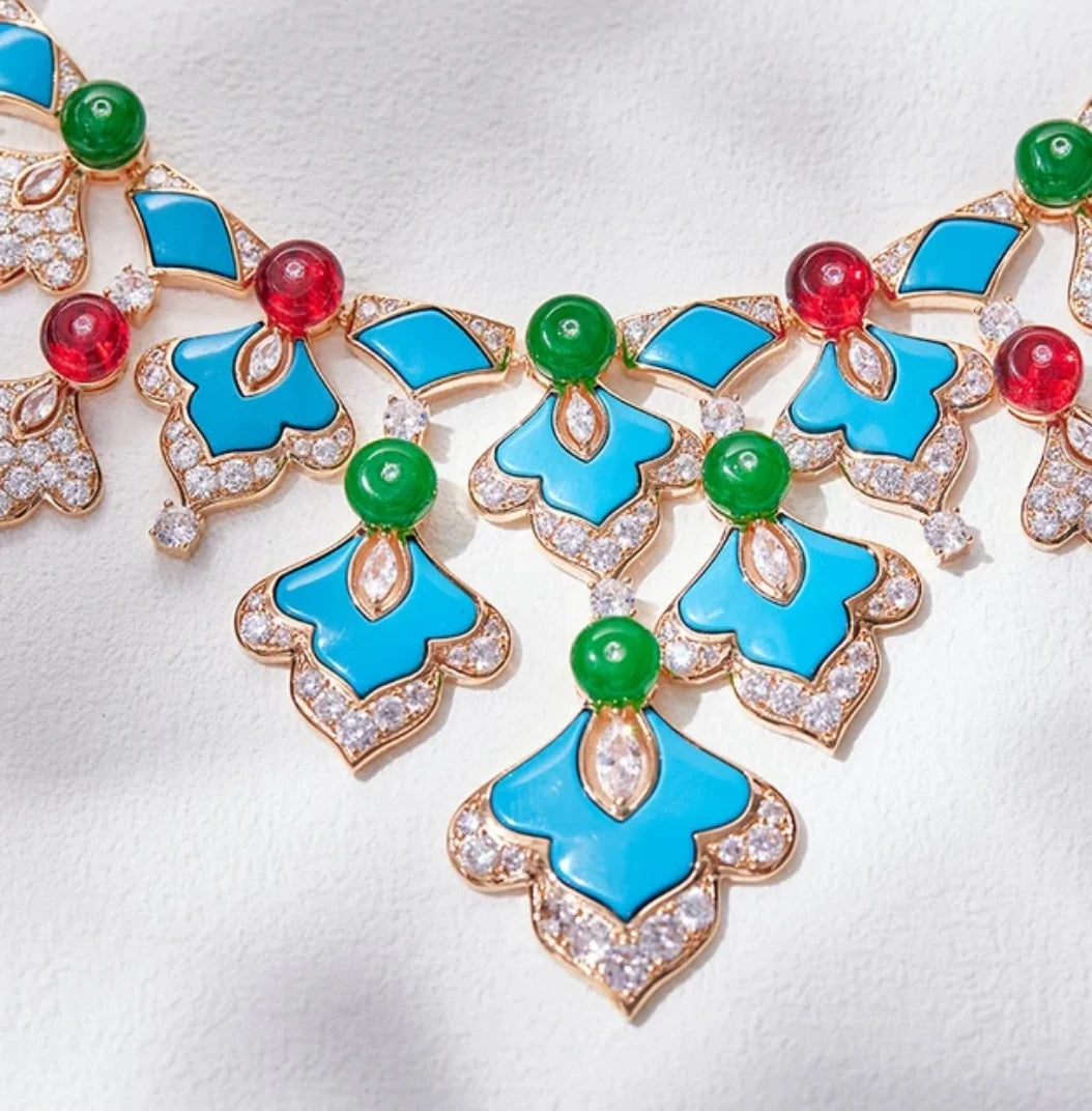 Luxury Turquoise Italian style Necklace Zirconite. 840N109