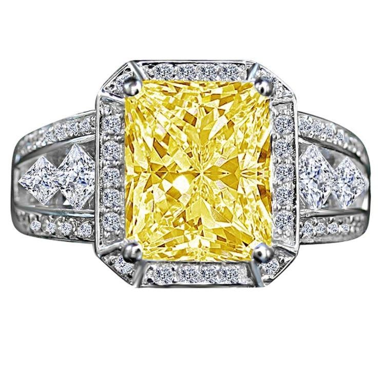 Radiant Cubic Zirconia Vintage Ring. Diamond Veneer  635R71484