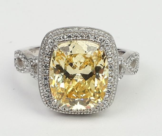 3CT Cushion Diamond Veneer Cubic Zirconia Halo Ring. 635R0252