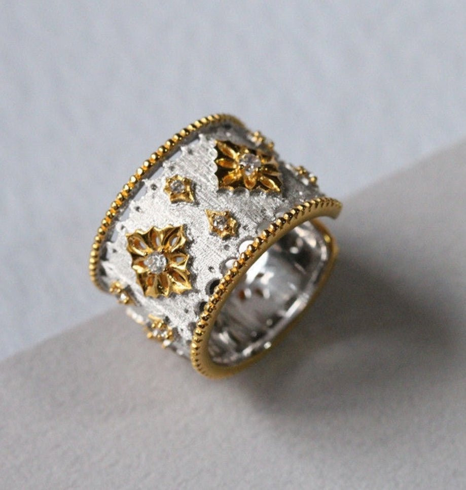 Byzantine inspired Italian satin Ring Zirconite. 831R105