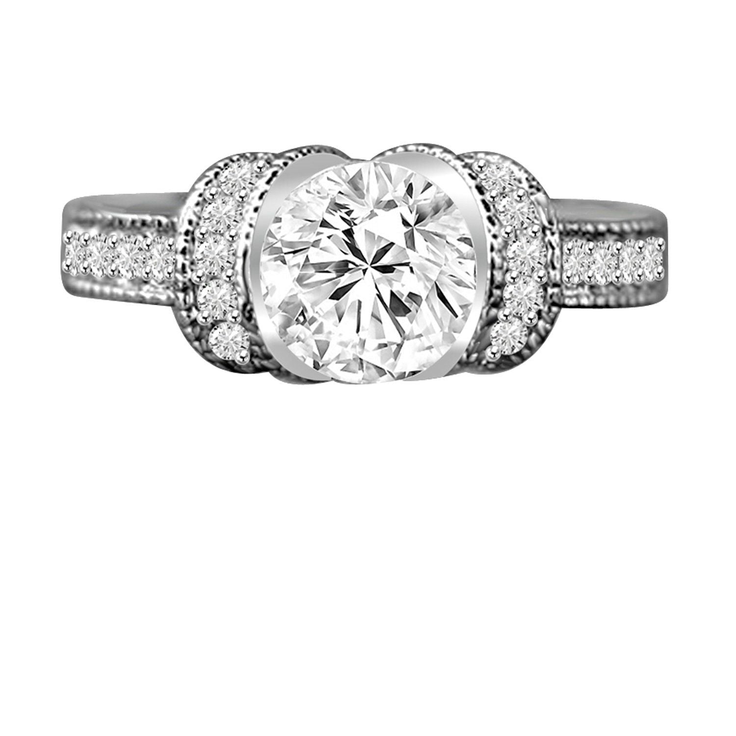 Round Diamond Veneer Cubic Zirconia Miligree Ring. 635R12826