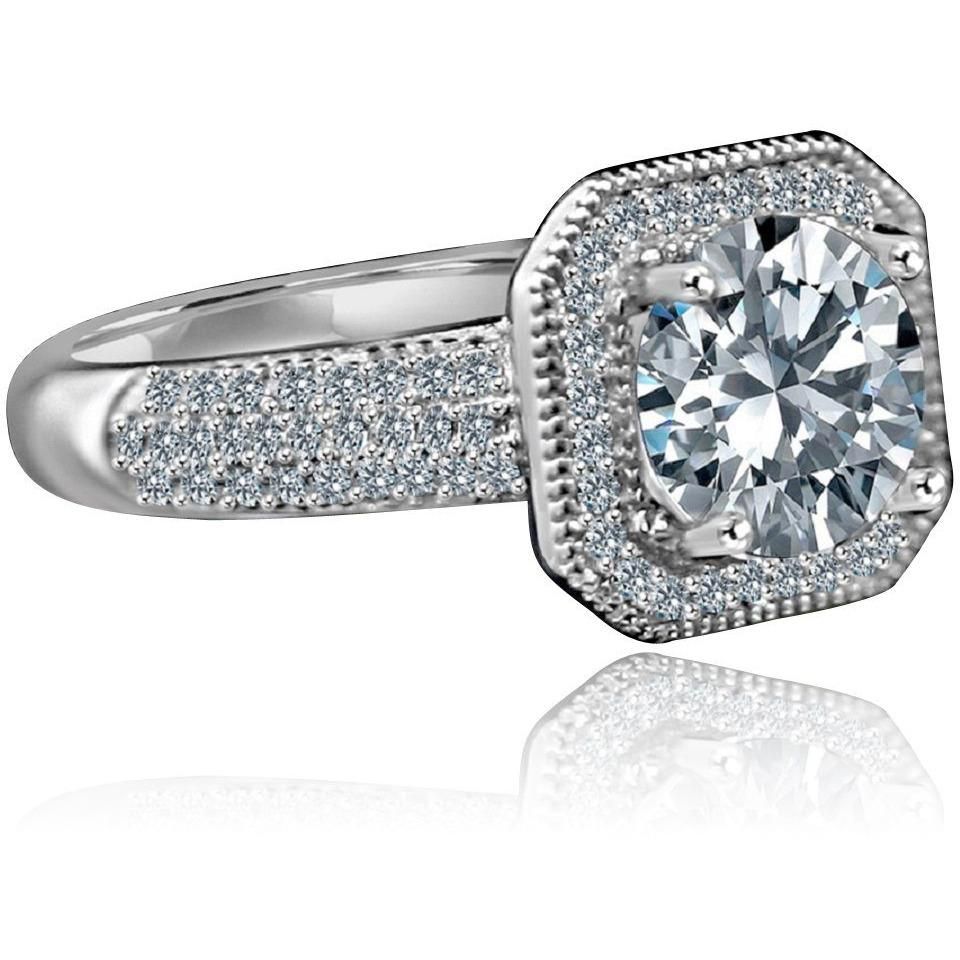 2CT Round Diamond Veneer Cubic Zirconiar Ring. 635R4002