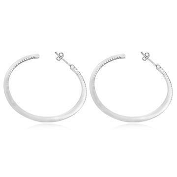 Double View Hoop Zirconite Cubic Zirconia Earrings Sterling Silver . STE-457