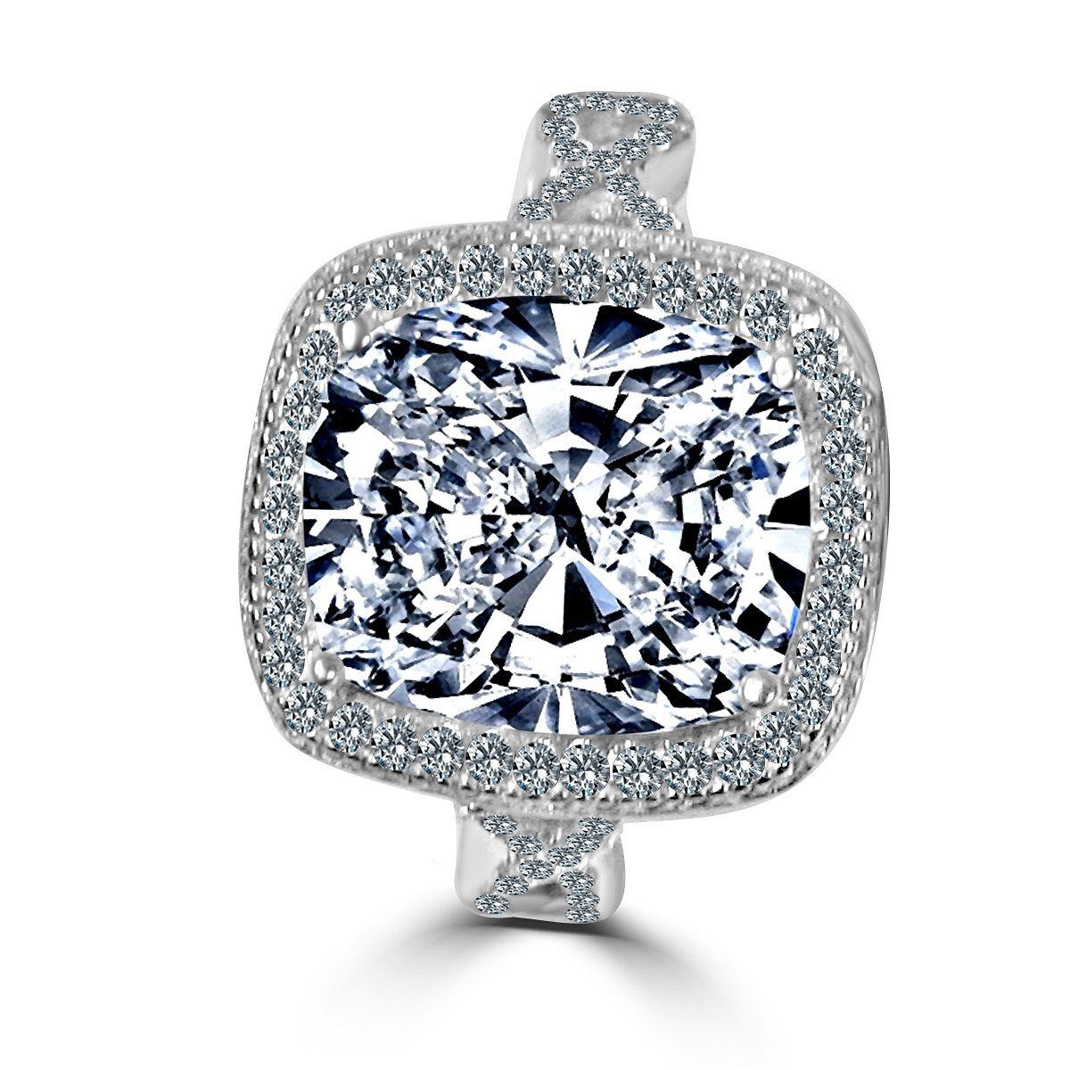 5CT Cushion Diamond Veneer Cubic Zirconia helo Ring. 635R0248