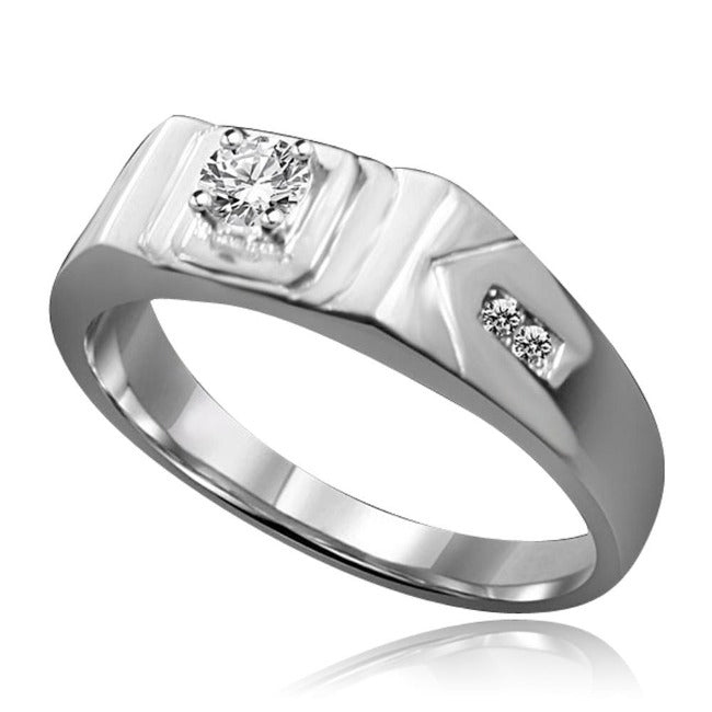 Round Diamond Veneer Cubic Zircon Men's Ring. 635R1012