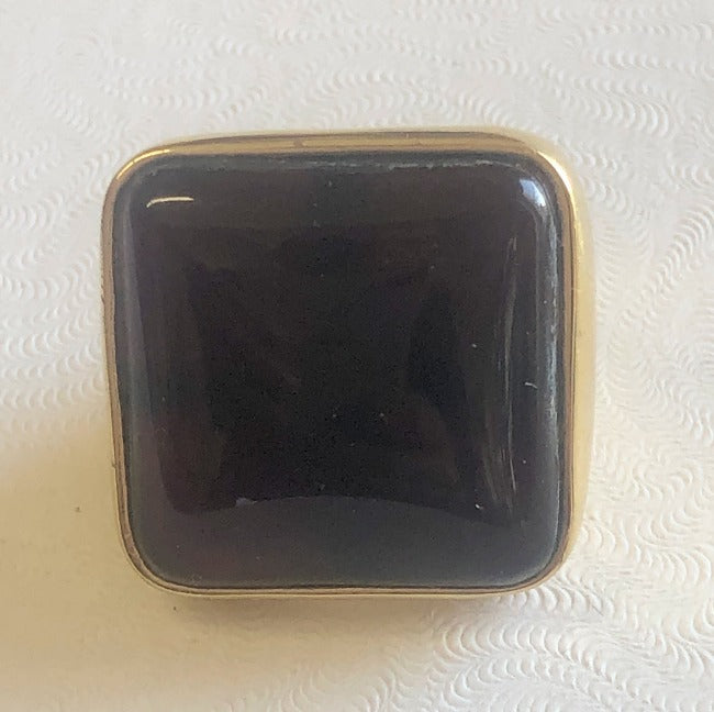 Square cabochon Resin Cocktail Gold Ring. 501R9W196