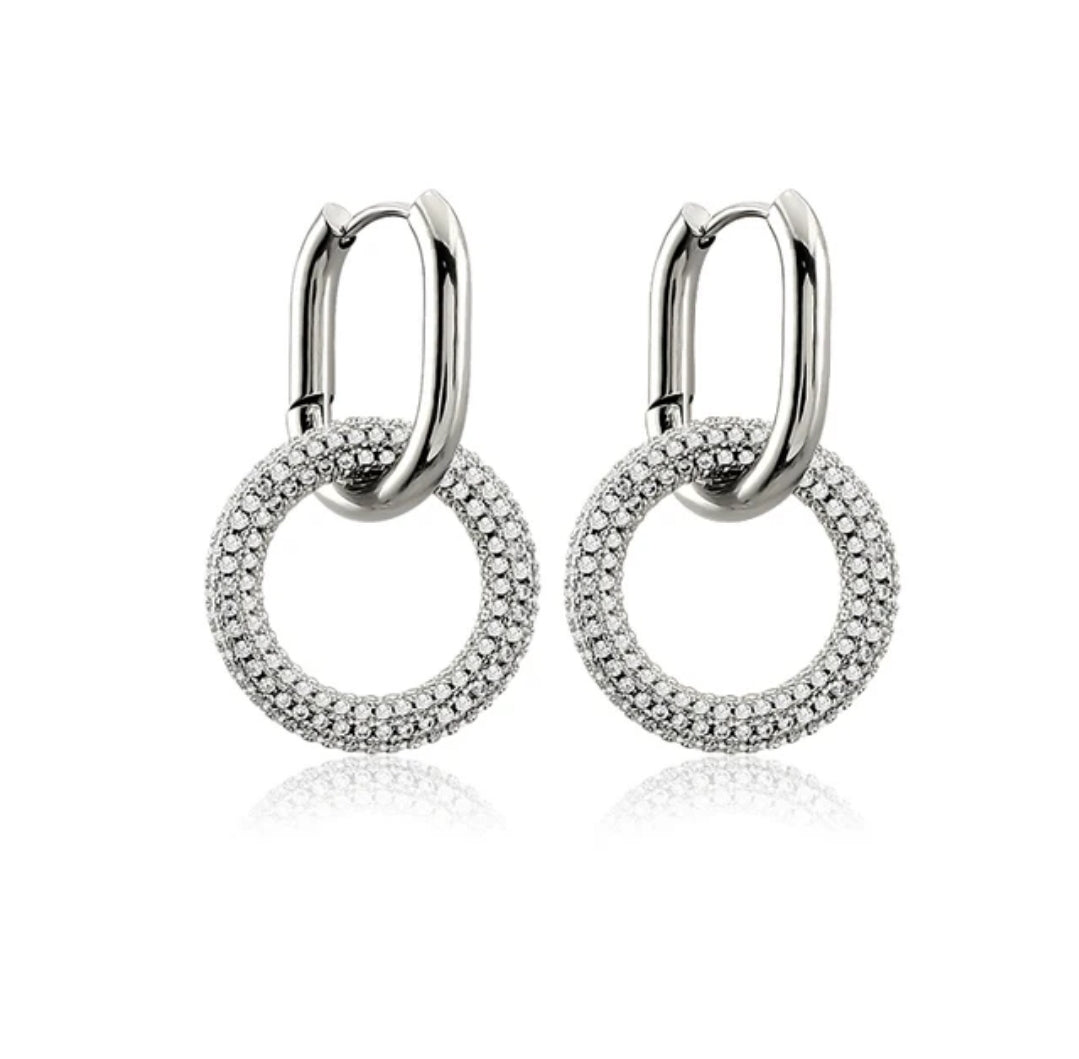 Stainless Steel Door knocker Earrings. Zirconite 856E101
