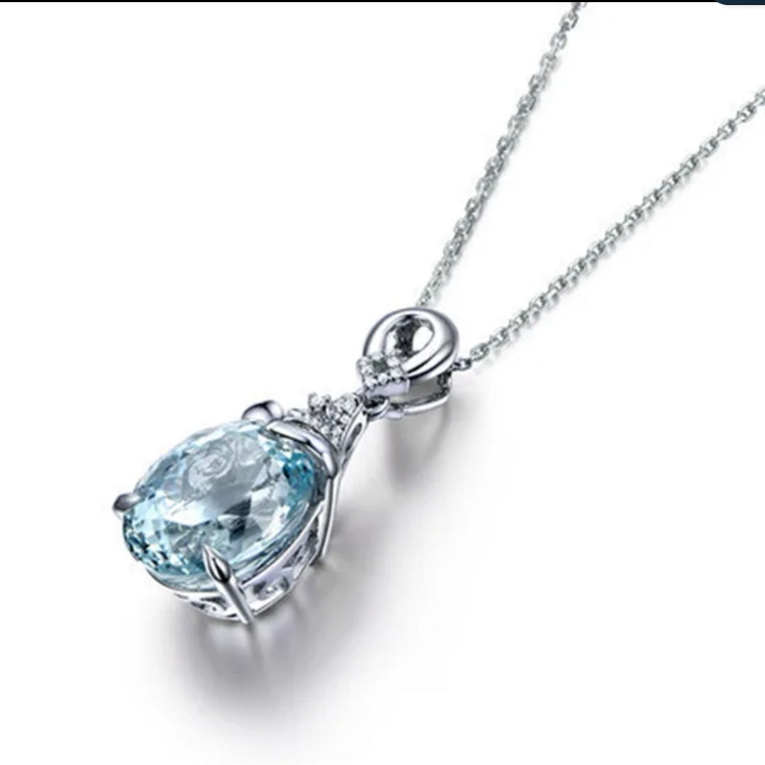 Blue Topaz Cubic Zirconia Pendant Zirconite. 851P351