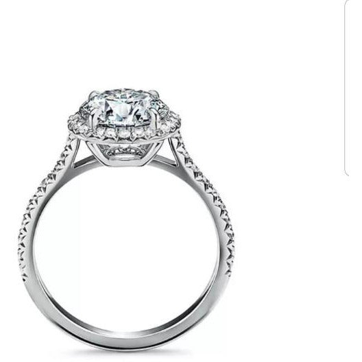 Round Cubic Zirconia Engagement halo Ring. 635R2054