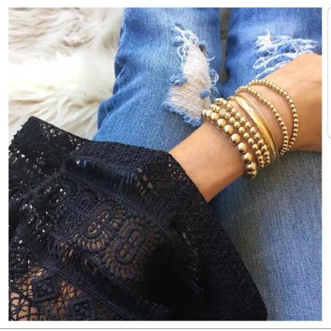 Never tarnish Zirconite Gold Bead stretch Bracelet