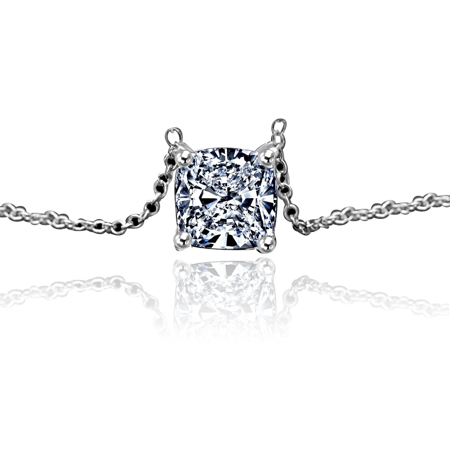 Cushion Square Cubic Zirconia 14K gold Solitaire Pendant. 635P208K