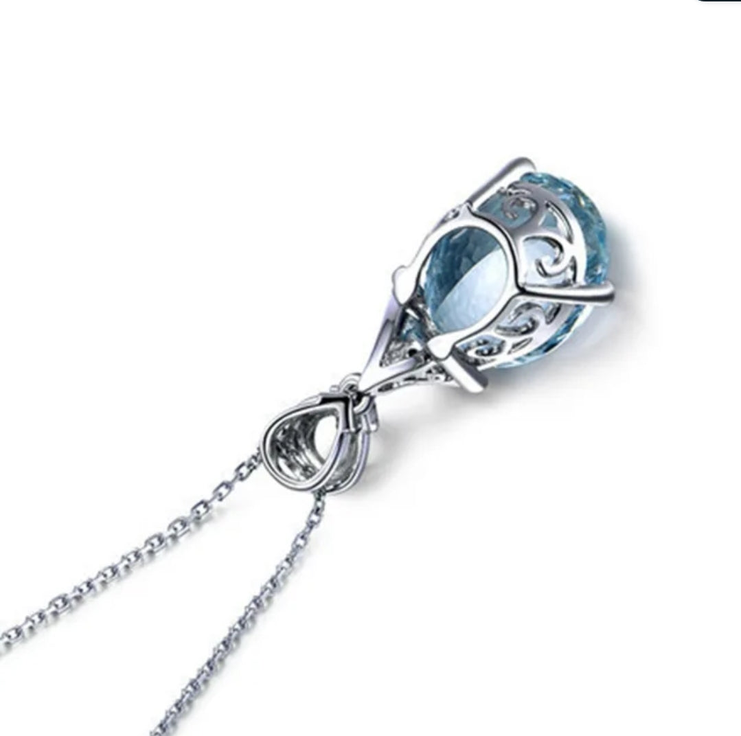 Blue Topaz Cubic Zirconia Pendant Zirconite. 851P351
