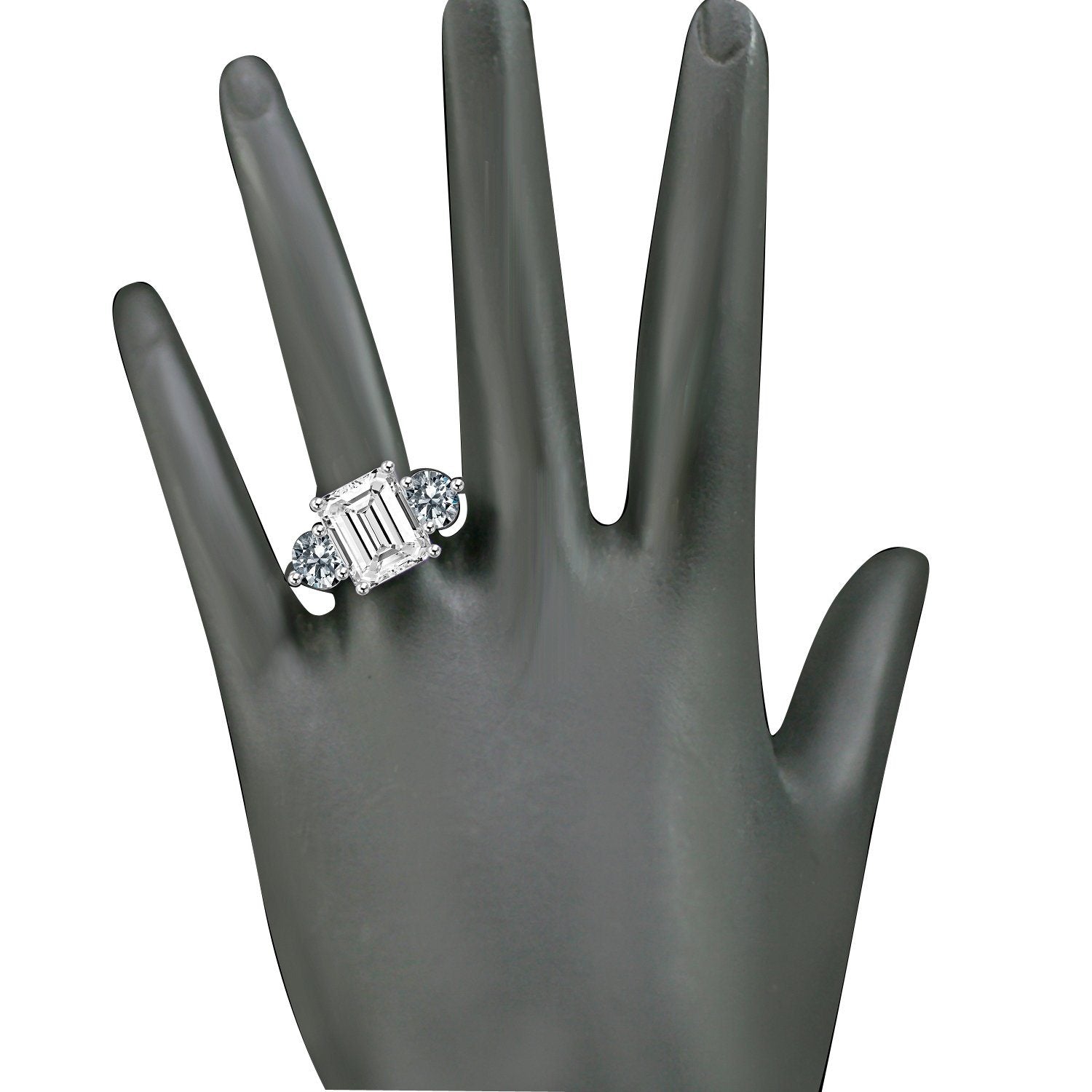 3.5CT Emerald Diamond Veneer three stone Ring. 635R72118EC