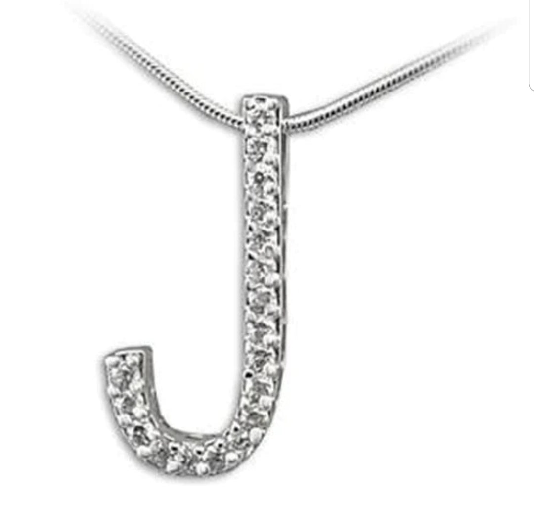 Large initials Pendant necklace Zirconite Cubic Zirconia . 501P