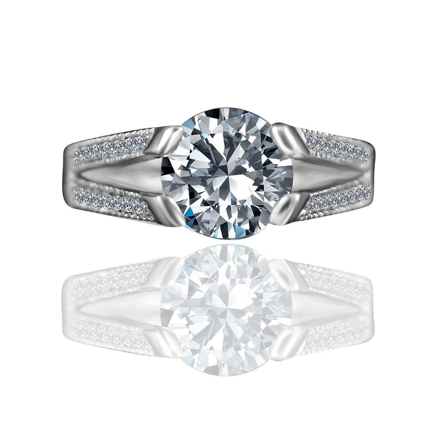 3CT Round Diamond Veneer Cubic Zirconia Tension Ring. 635R13624