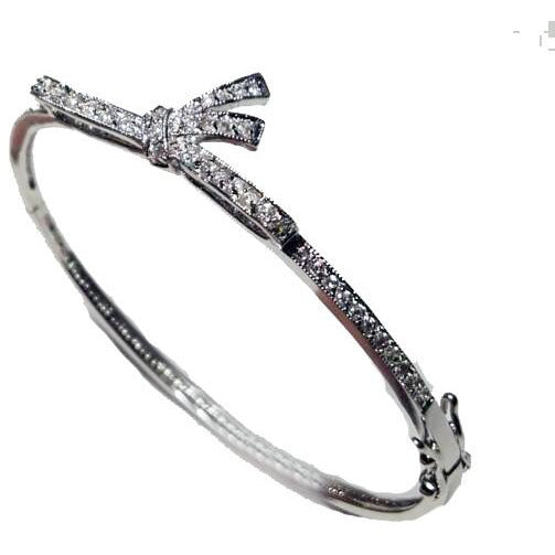 Zirconite Cubic Zirconia Knot hinged Bangle Bracelet. 698B001
