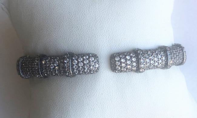 Face-off Zirconite Crystal pave Hinged Bangle Bracelet. 698B10C